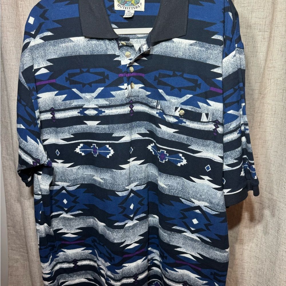 90s Dad Shirt / Grandpa Core Tribal Polo – XL Cumberland Outfitters Southwestern